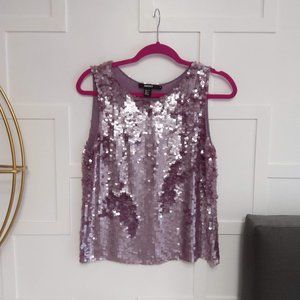 DKNY Lilac Sequined Silk Tank Top Size Small